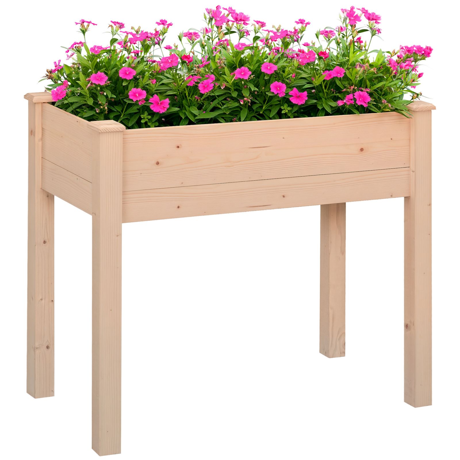 Деревянная садовая грядка Outsunny Elevated Natural Garden Plant Sd Outdoor Flower Bed Box
