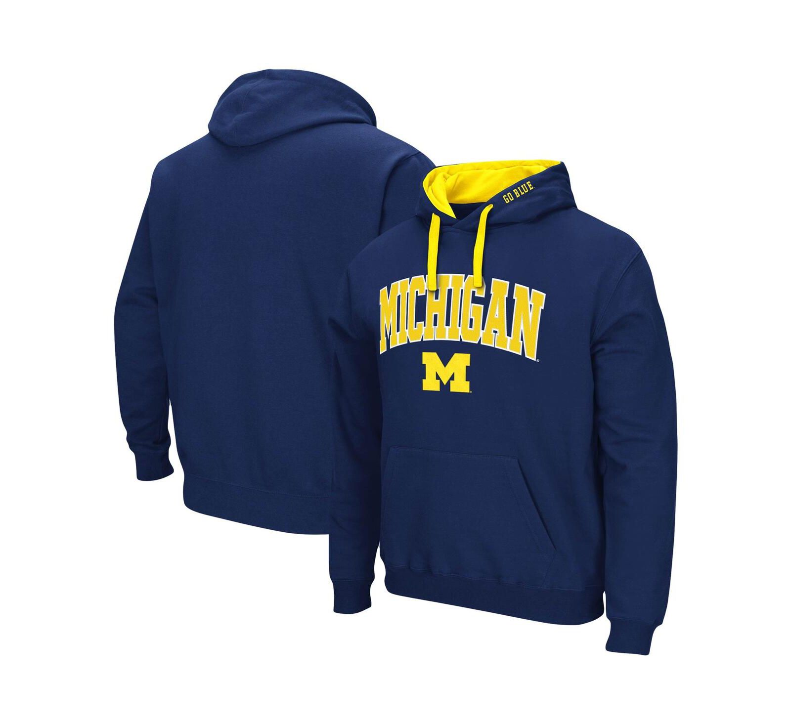Men's Colosseum Navy Michigan Wolverines Big and Tall Arch and Logo 2.0 Pullover Hoodie