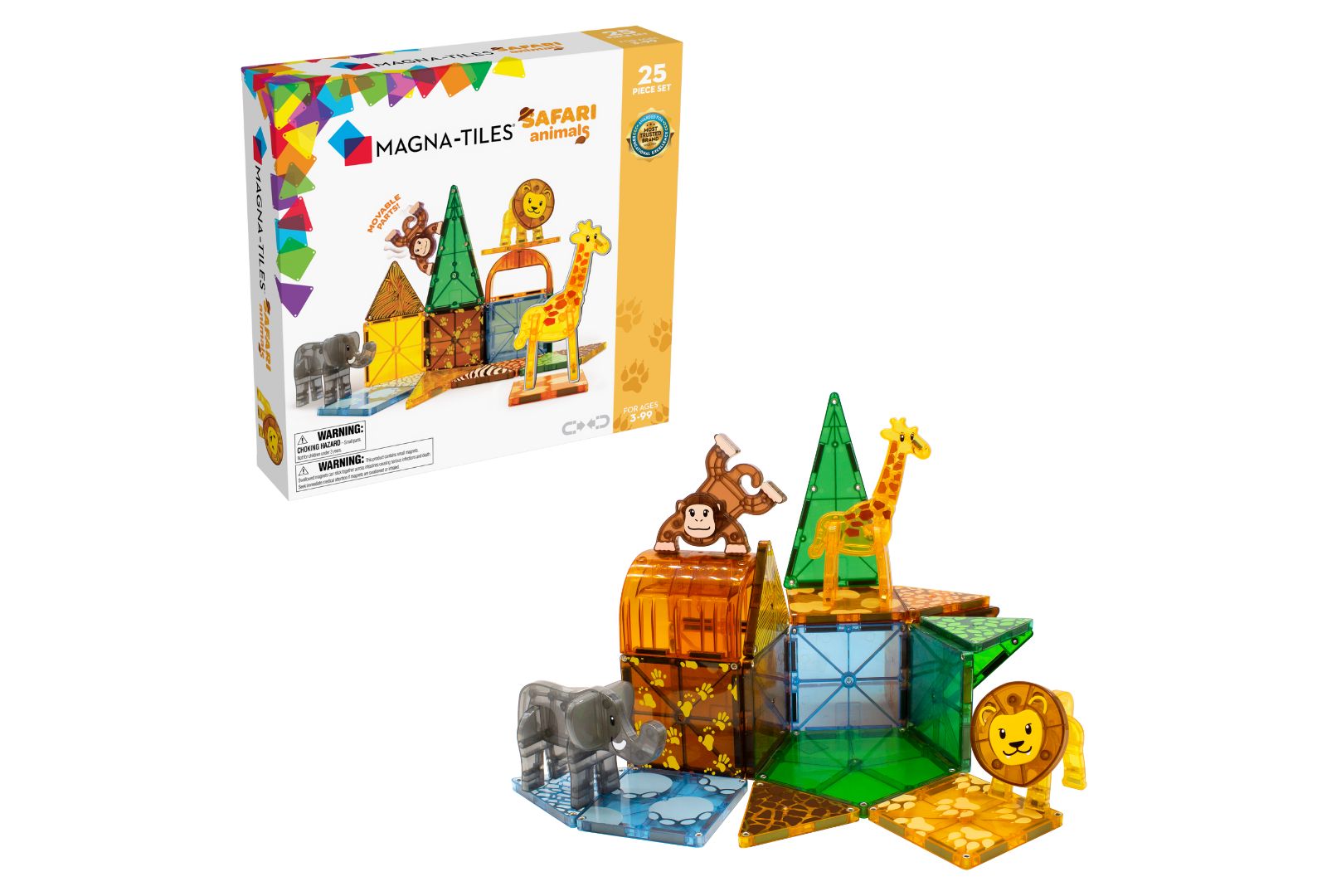 Magna-Tiles Safari Animals 25-Piece Magnetic Building Set, Ages 3+