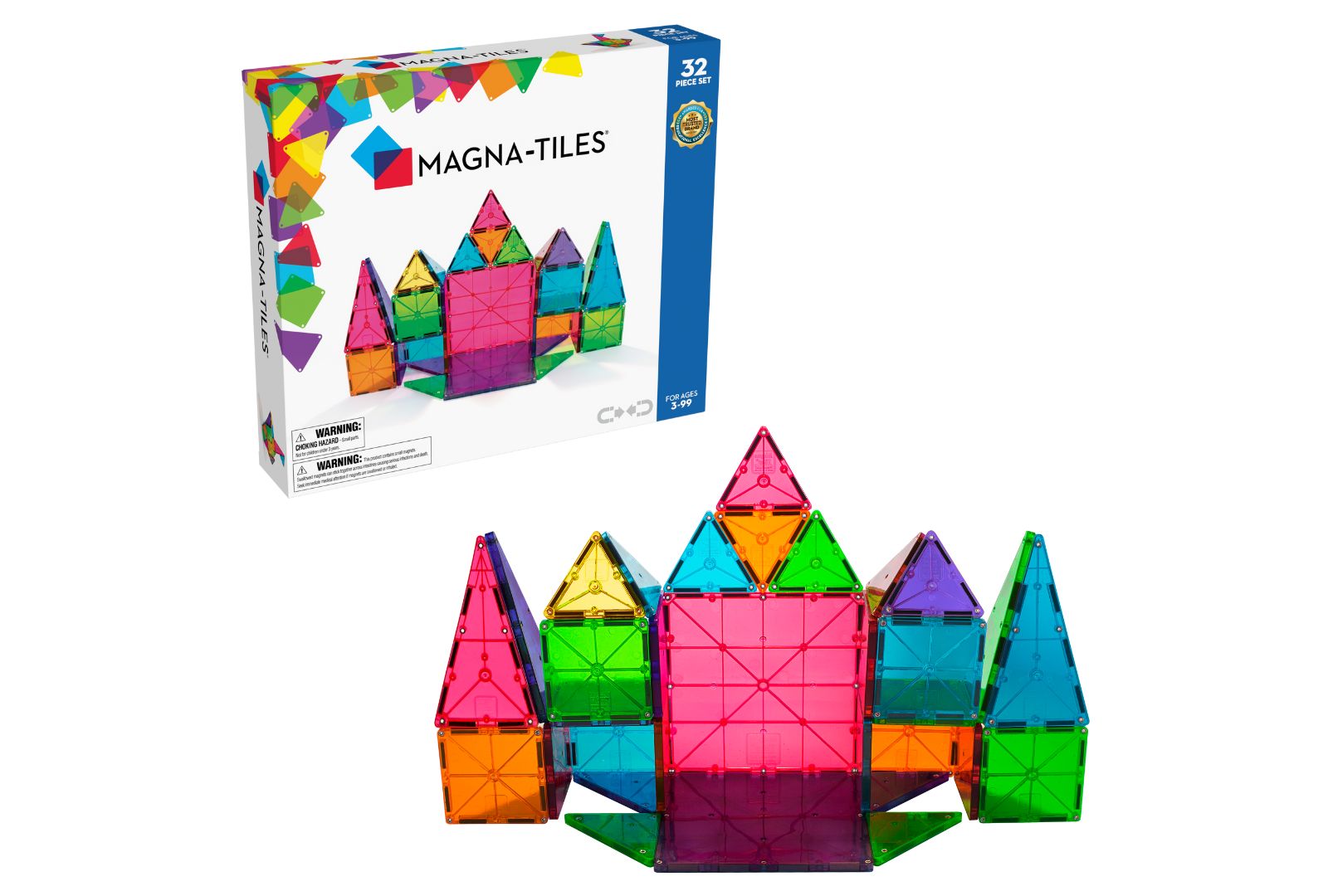 Magna-tiles Classic 32-Piece Magnetic Building Set, Ages 3+