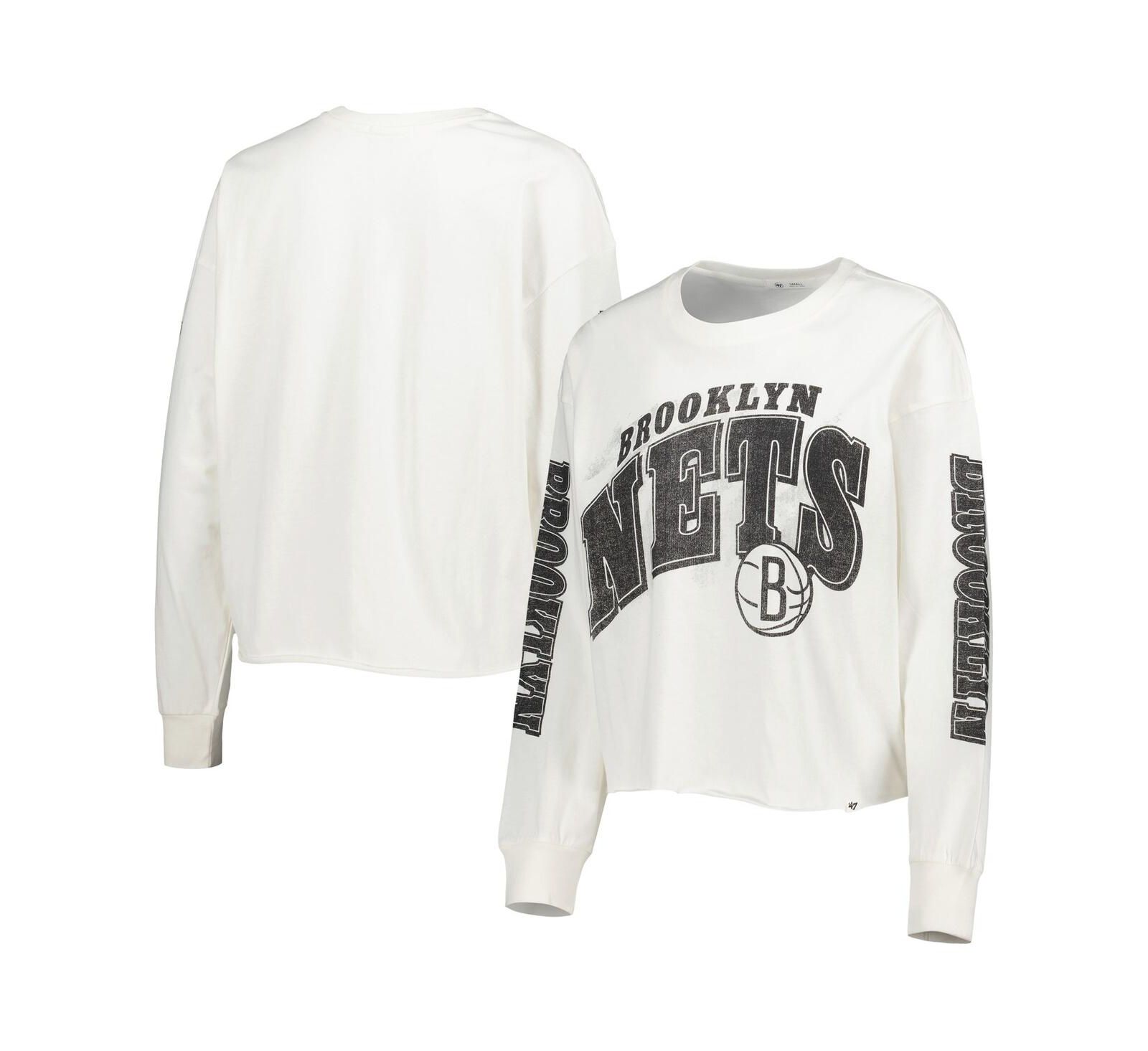 '47 Brand Женский укороченный лонгслив Brooklyn Nets Parkway Brush Back, Cream