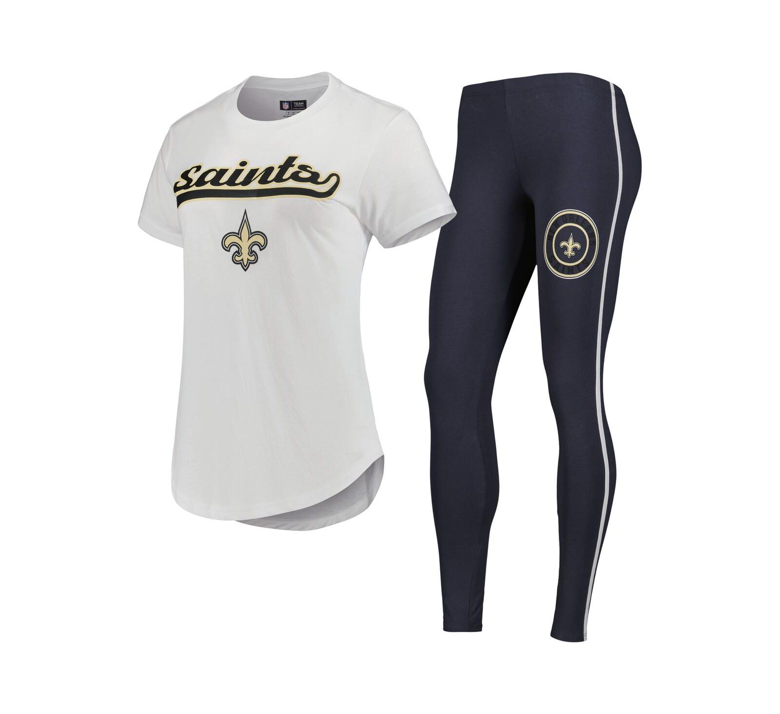 Women's Concepts Sport White, Charcoal New Orleans Saints Sonata T-shirt and Leggings Sleep Set