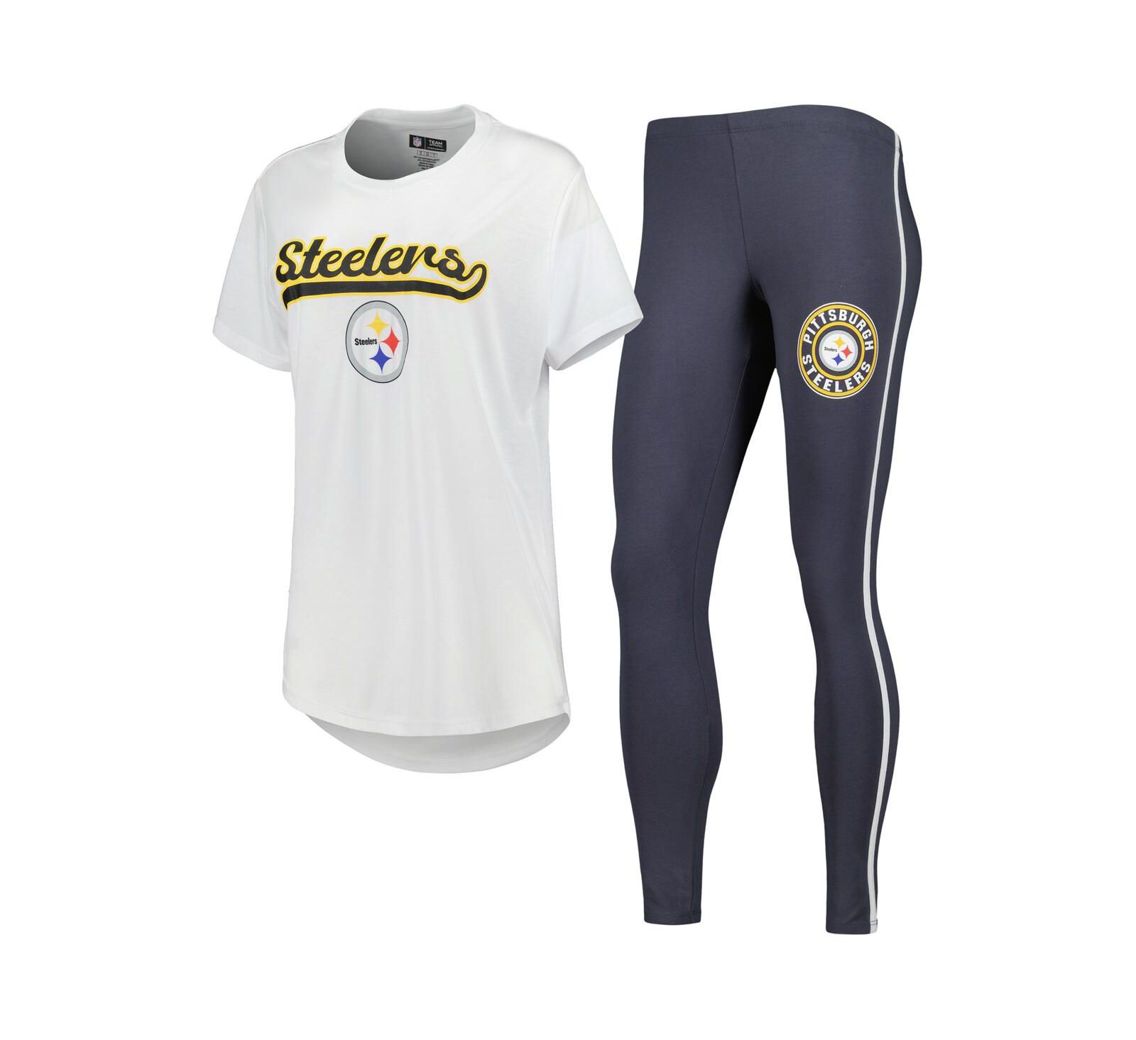 Комплект из футболки и леггинсов Concepts Sport White, Charcoal Pittsburgh Steelers Sonata