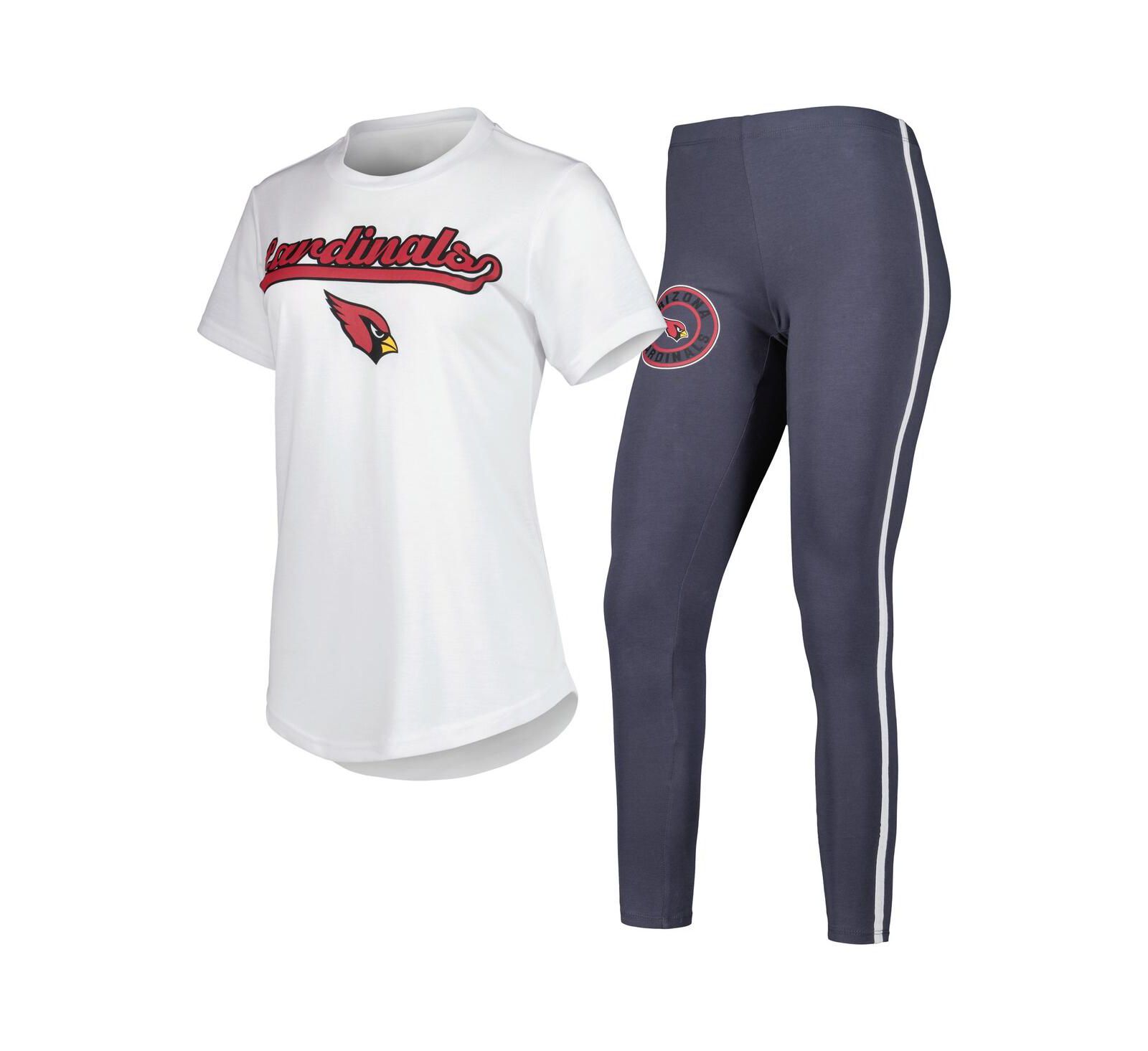 Women's Concepts Sport White, Charcoal Arizona Cardinals Sonata T-shirt and Leggings Sleep Set