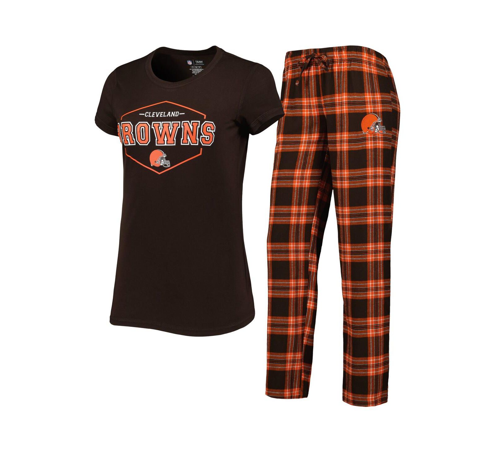 Women's Concepts Sport Brown, Orange Cleveland Browns Badge T-shirt and Pants Sleep Set