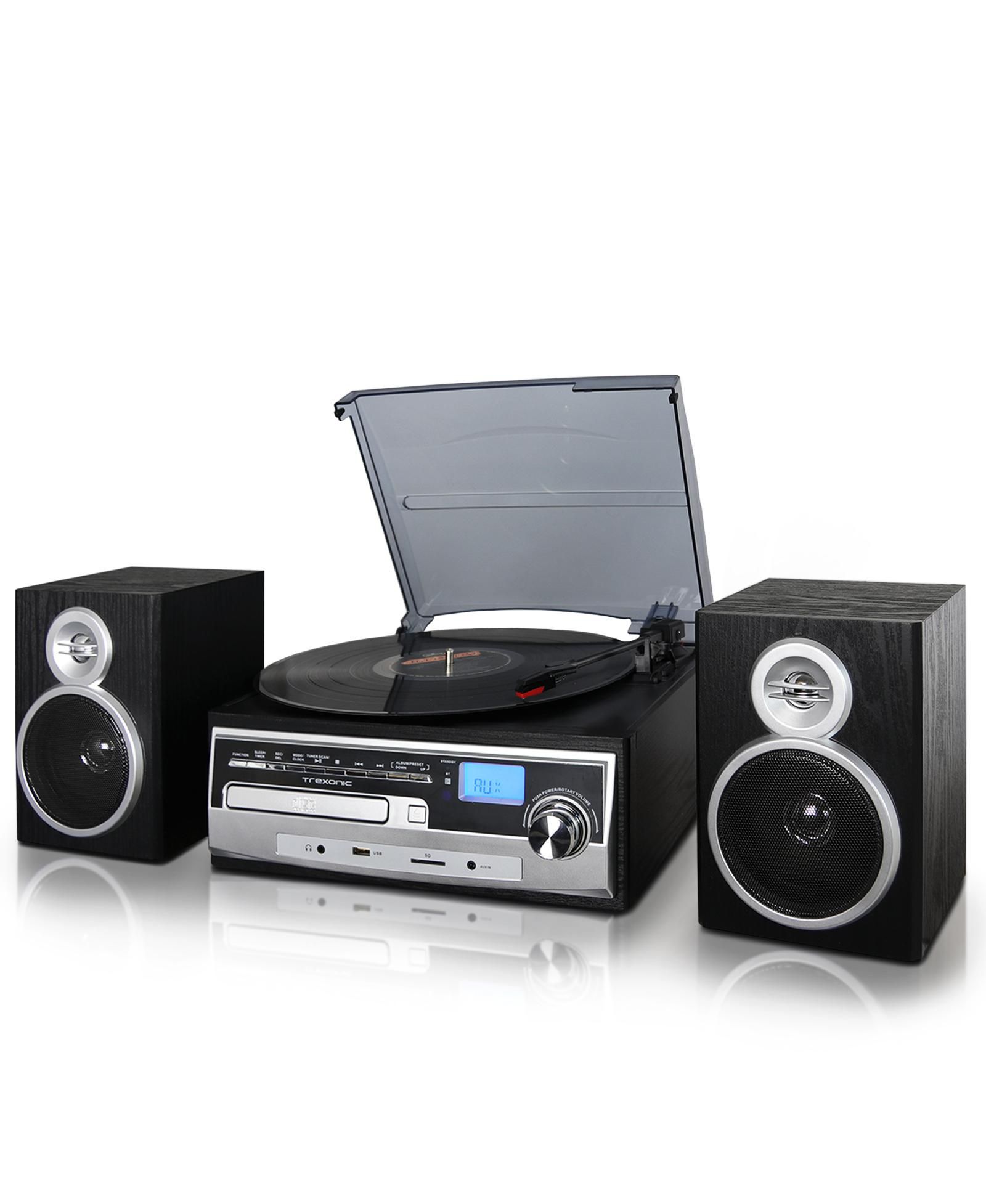 Trexonic 3-Speed Vinyl Turntable Bluetooth CD Player Stereo System