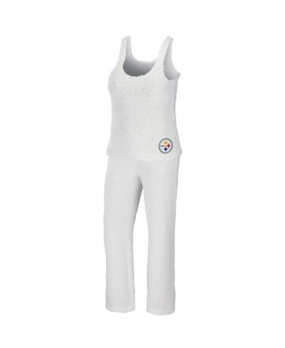 Women's WEAR by Erin Andrews Cream Pittsburgh Steelers Cozy Scoop Neck Tank Top Pants Sleep Set
