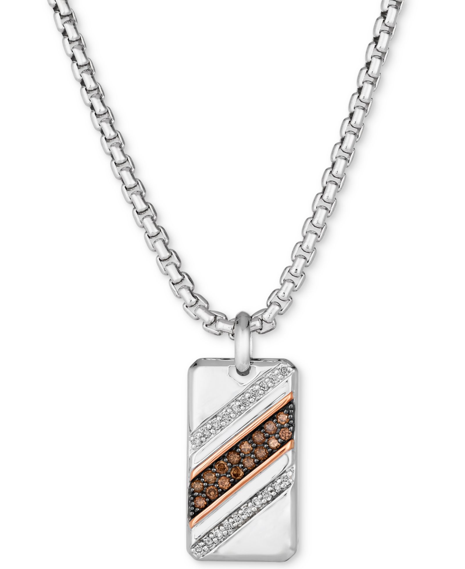 Le Vian Мужская подвеска Dog Tag с бриллиантами, Sterling Silver & 14k Rose Gold-Plate