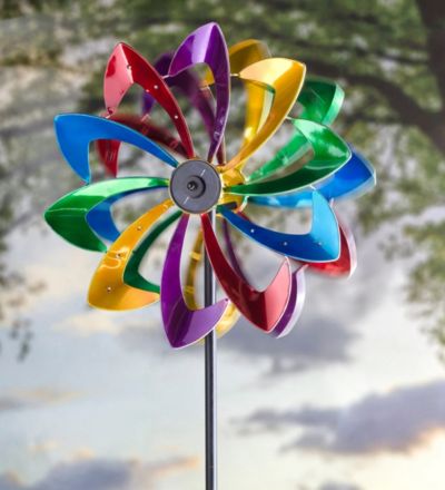 Evergreen 75" LED Solar Flower Wind Spinner