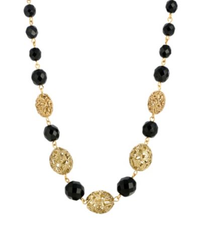 Ожерелье с фиолетовой и черной бисером 2028 Filigree