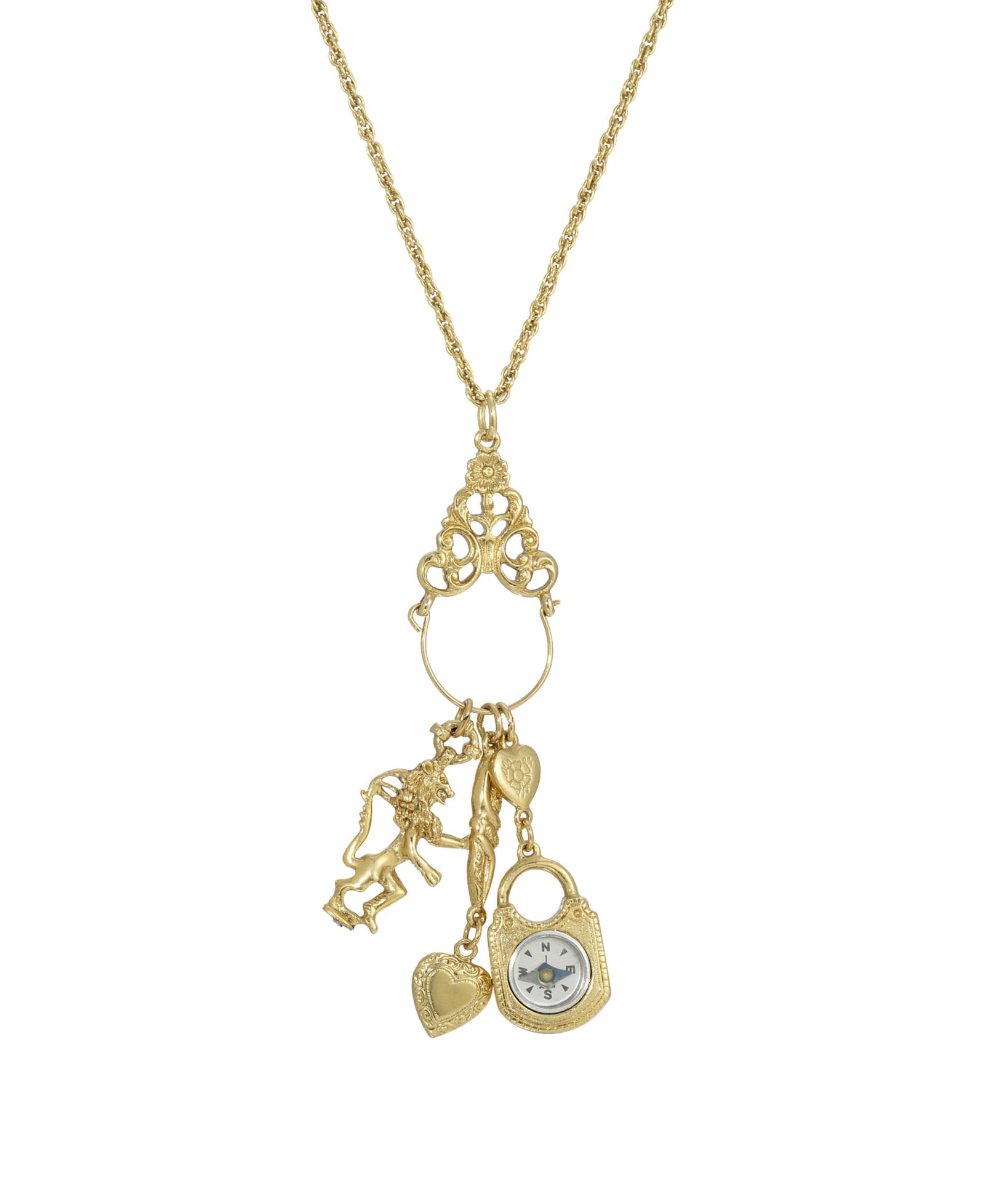 Ожерелье 2028 Charm Compass Heart Lion