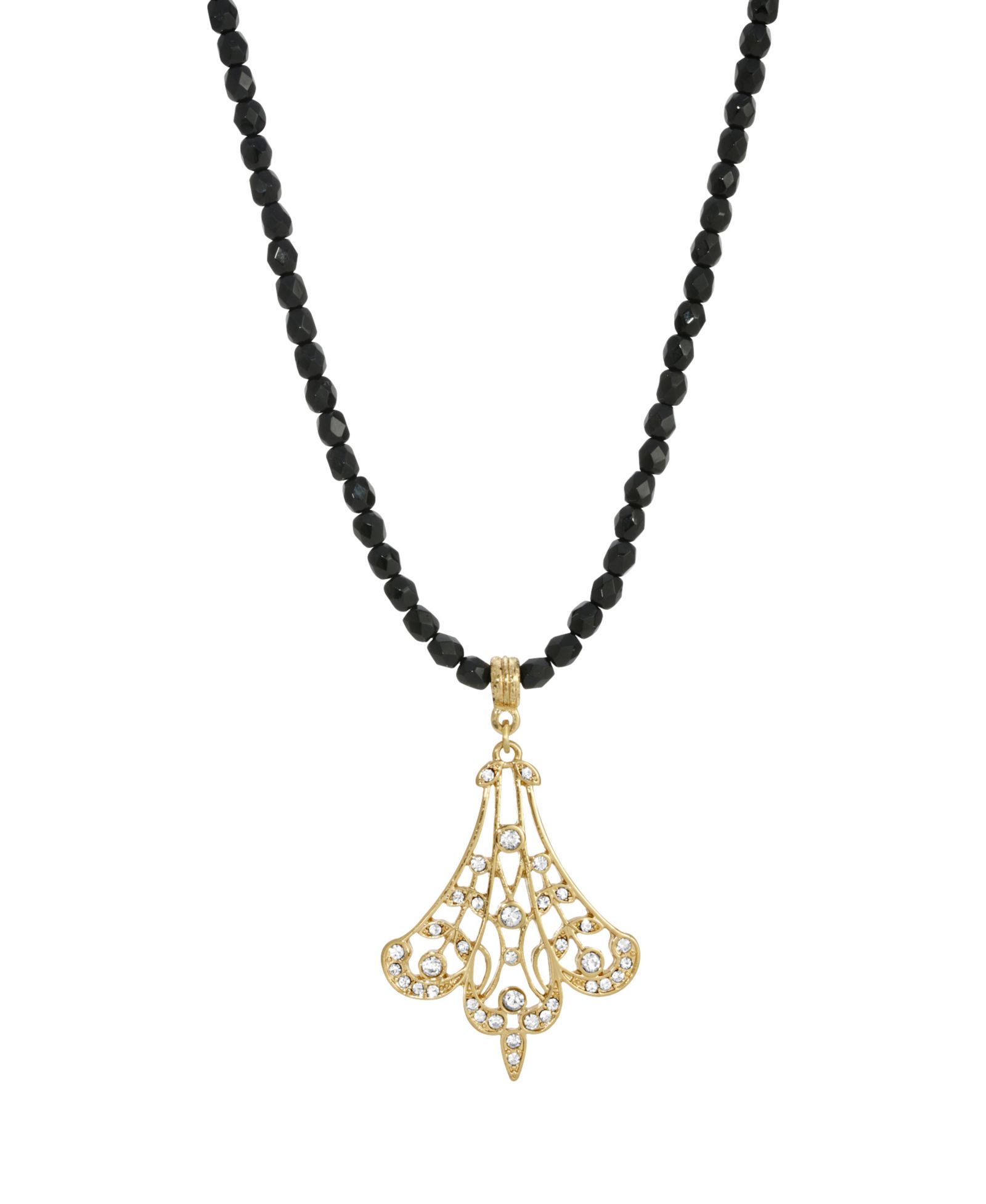Ожерелье 2028 Crystal Filigree Drop с черными бусинами