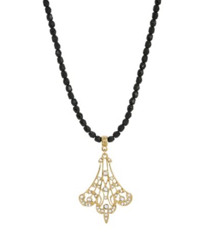 Ожерелье 2028 Crystal Filigree Drop с черными бусинами