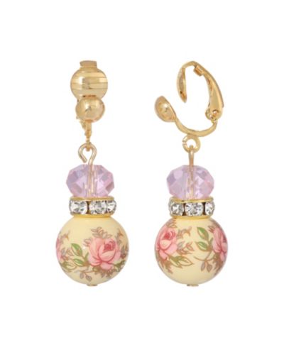 Серьги с цветочными бусинами 2028 Light Rose Pink Floral Beaded Clip