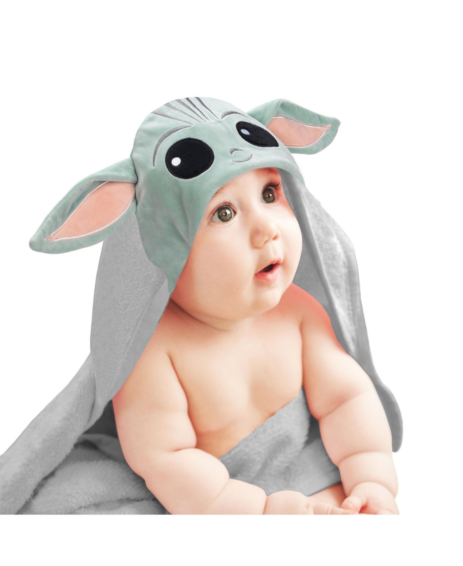 Серое махровое полотенце для купания с капюшоном Lambs & Ivy Baby Boys для мальчиков со звездой и персонажем Star Wars The Child/Baby Yoda/Grogu
