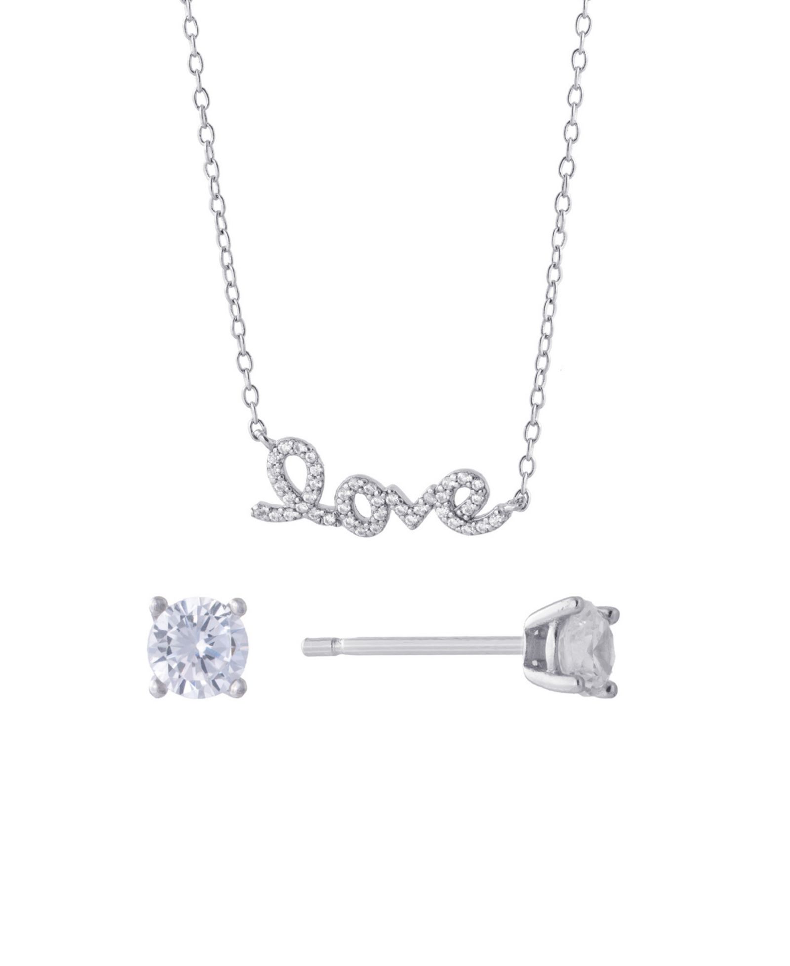 Набор из ожерелья и серег Gianni Bernini Cubic Zirconia Love в серебре