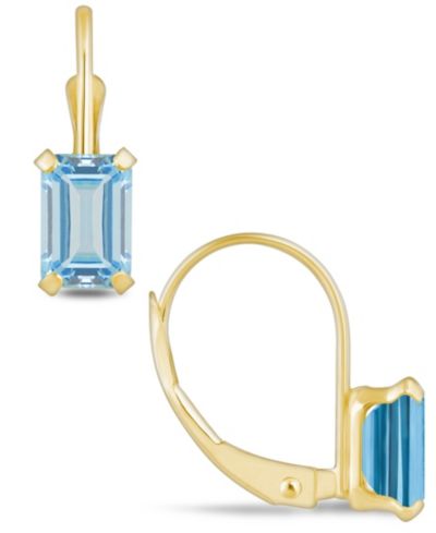Macy's Aquamarine (1-1/10 Ct. T.W.) Leverback Earrings in 10K Yellow Gold or White Gold