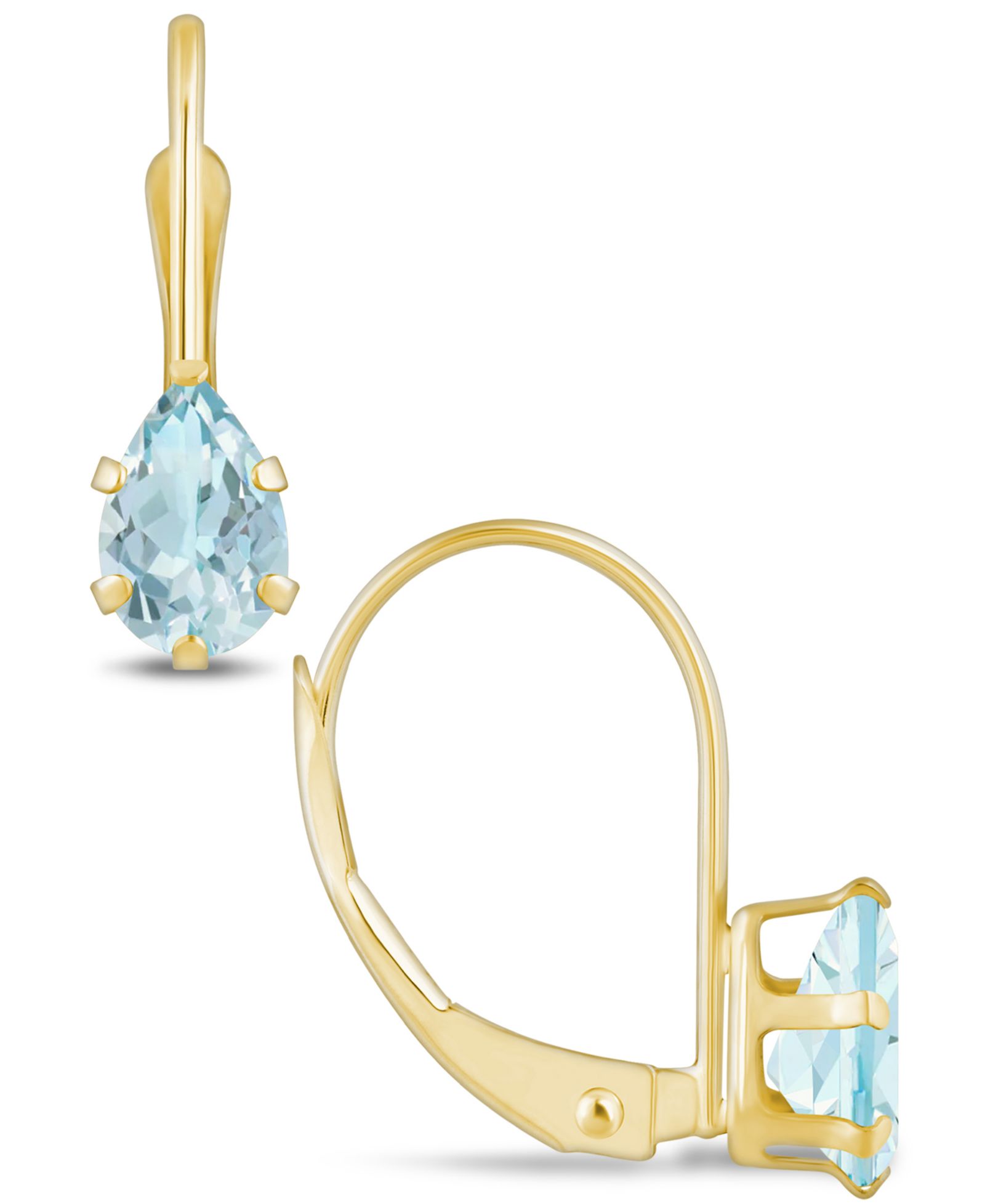 Macy's Aquamarine (3/4 Ct. T.W.) Leverback Earrings in 10K Yellow Gold or White Gold
