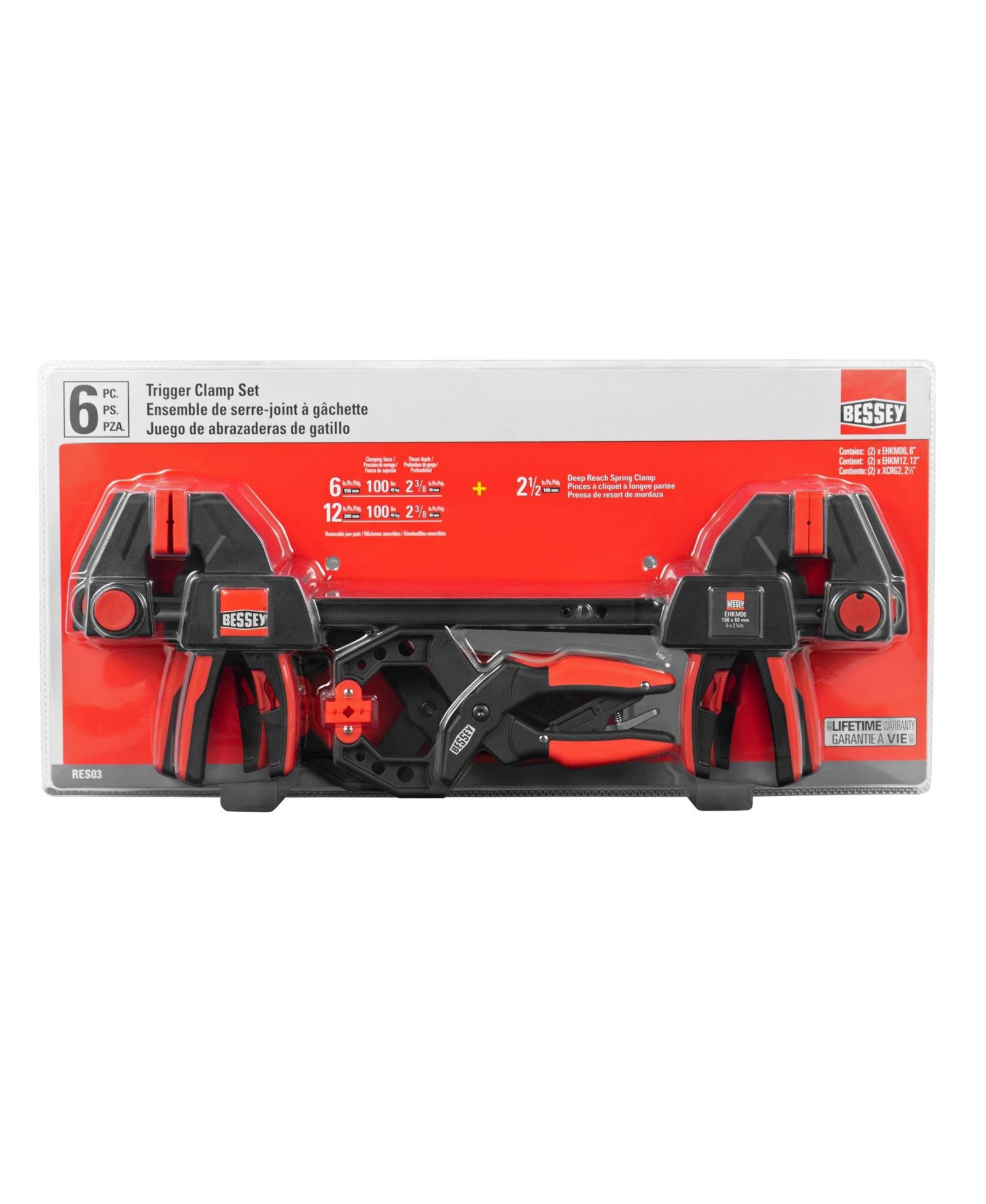 Bessey набор зажимов Trigger and Spring Combo Deep Reach, 6 предметов