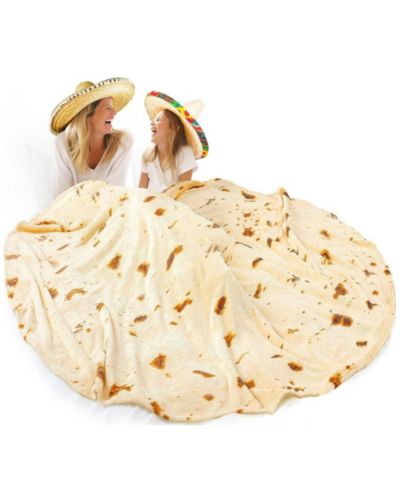 Двойное большое одеяло для тортильи Zulay Kitchen Burritos Blanket - Holiday Novelty Soft Flannel Round Blankets Premium 280 GSM (71 inches)