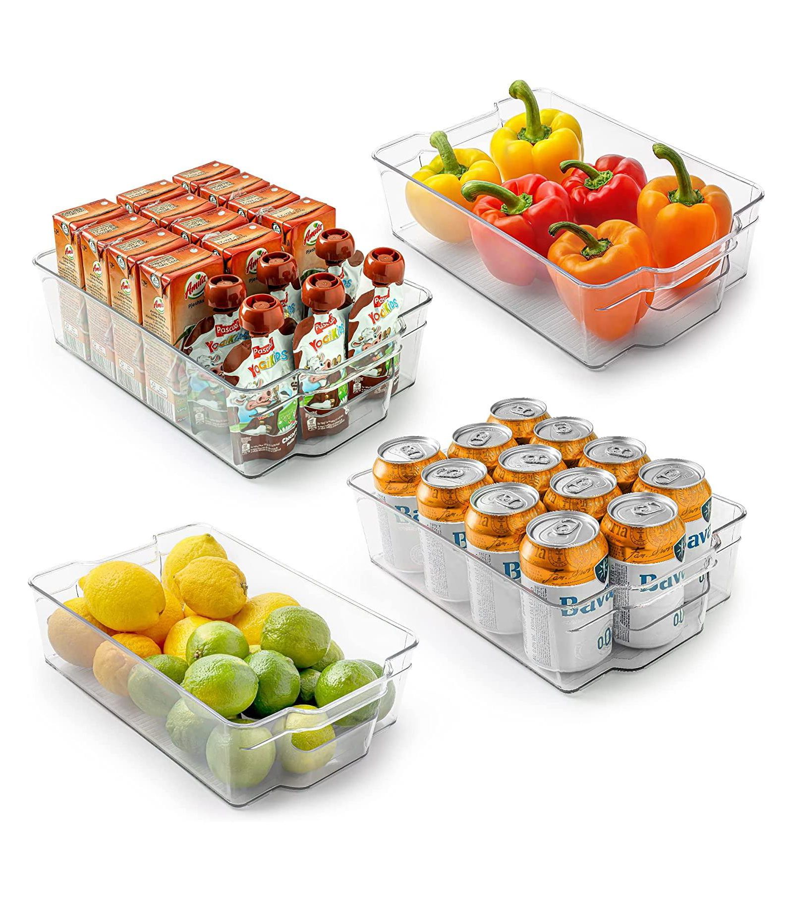 Zulay Kitchen 4 Pack Large Clear Fridge Organizers and Storage