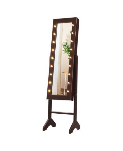 18 LED lights Mirrored Jewelry Cabinet Organizer Sturdy Design