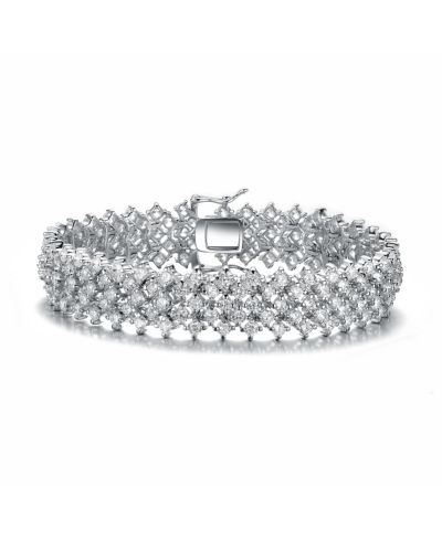 Genevive элегантный многорядный браслет с CZ, покрытие white gold