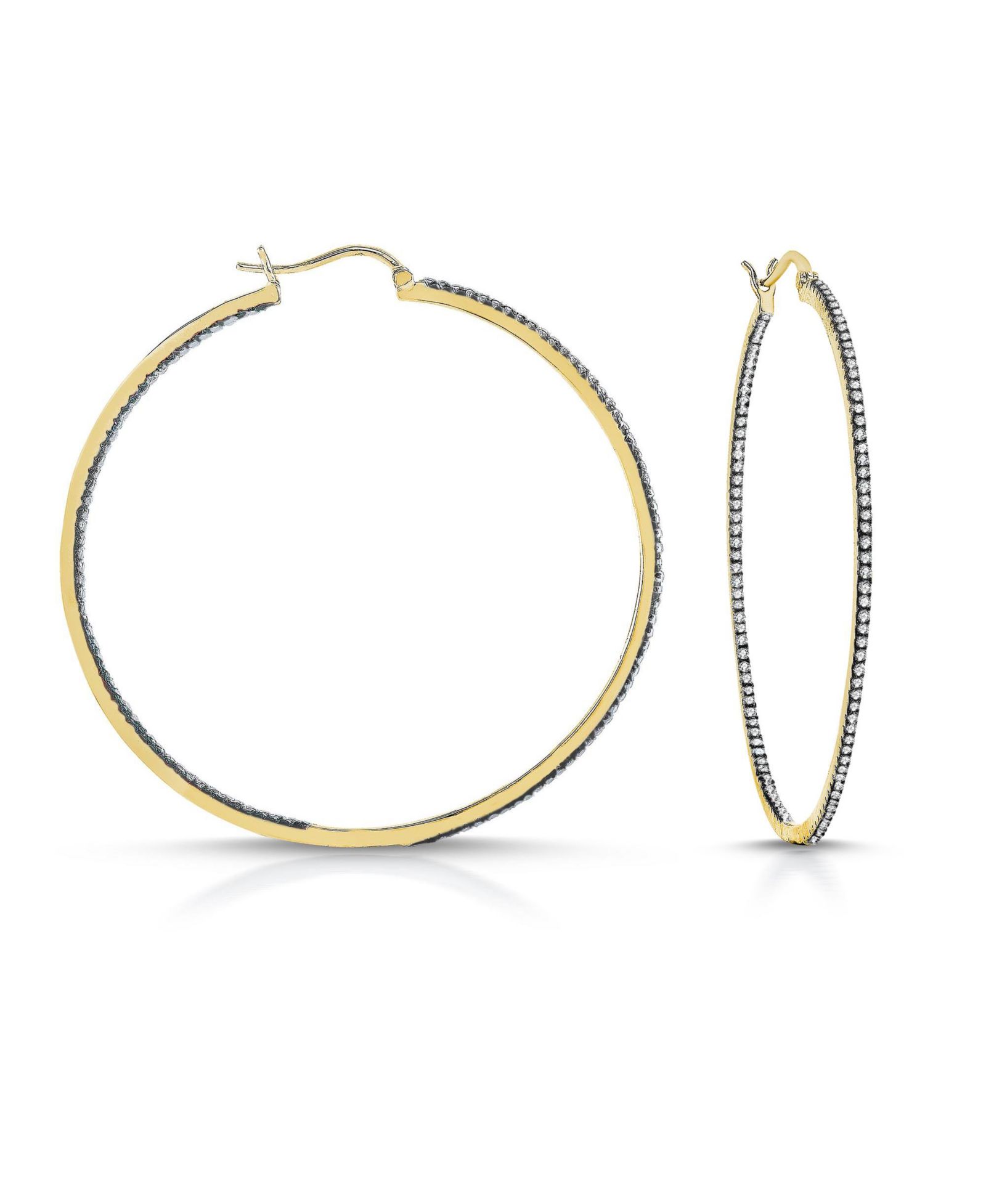 Rachel Glauber Dazzling Colored Cubic Zirconia Slim Large Hoop Earrings