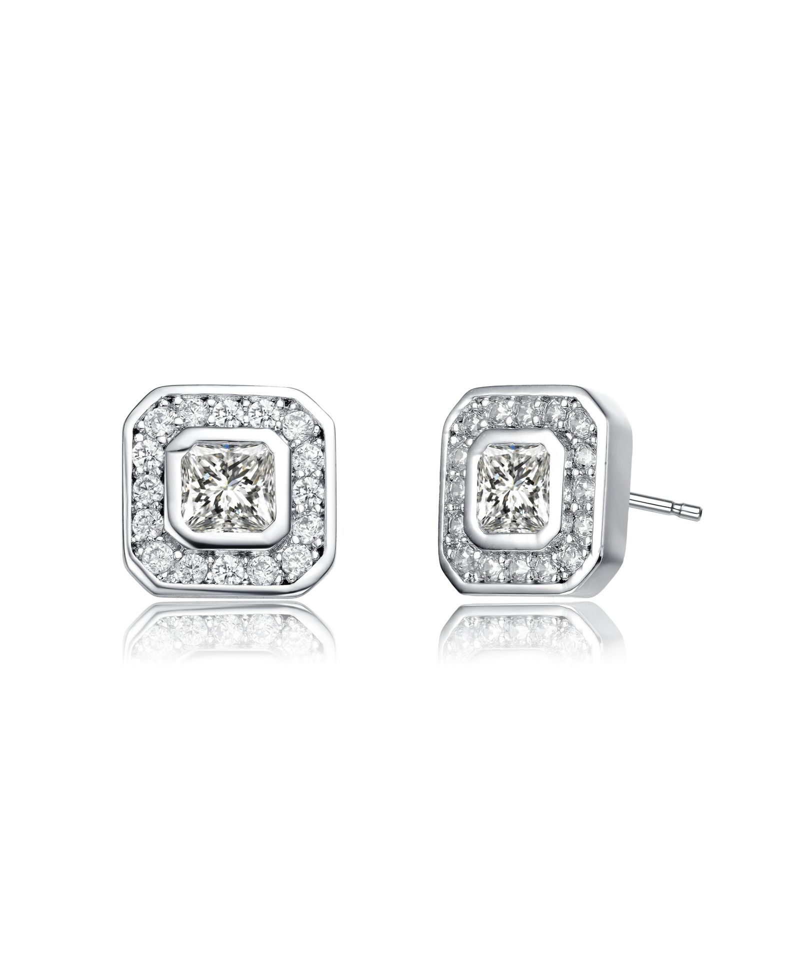 Exclusive серьги-гвоздики с кубическим цирконием и напылением Rhodium