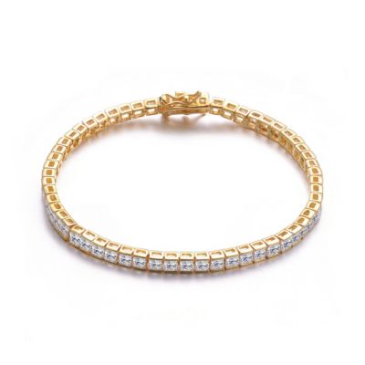Genevive Classic Sterling Silver Square Cubic Zirconia Tennis Bracelet