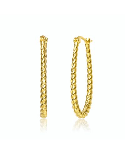 Rachel Glauber Elegant 14K Gold Plated Twisted "U" Large Hoop Earrings