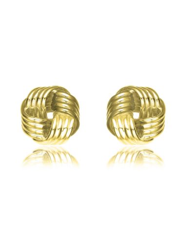 Rachel Glauber Chic 14K Gold Plated Twisted Knot Button Earrings