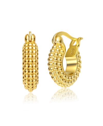 Rachel Glauber Dainty 14K Gold Plated Extra Mini Bead Hoop Earrings