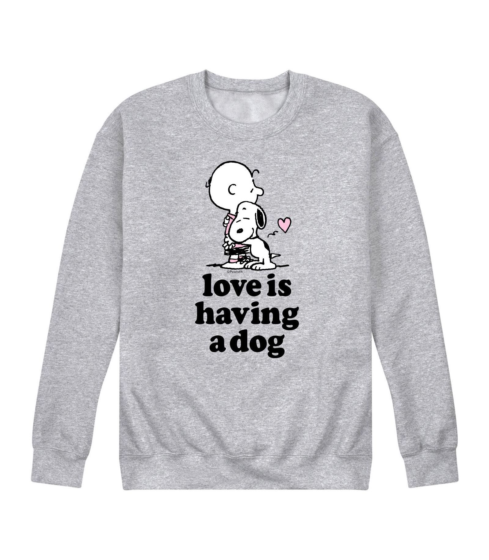AIRWAVES Men's Snoopy Peanuts Love is Having a Dog Fleece Sweatshirt