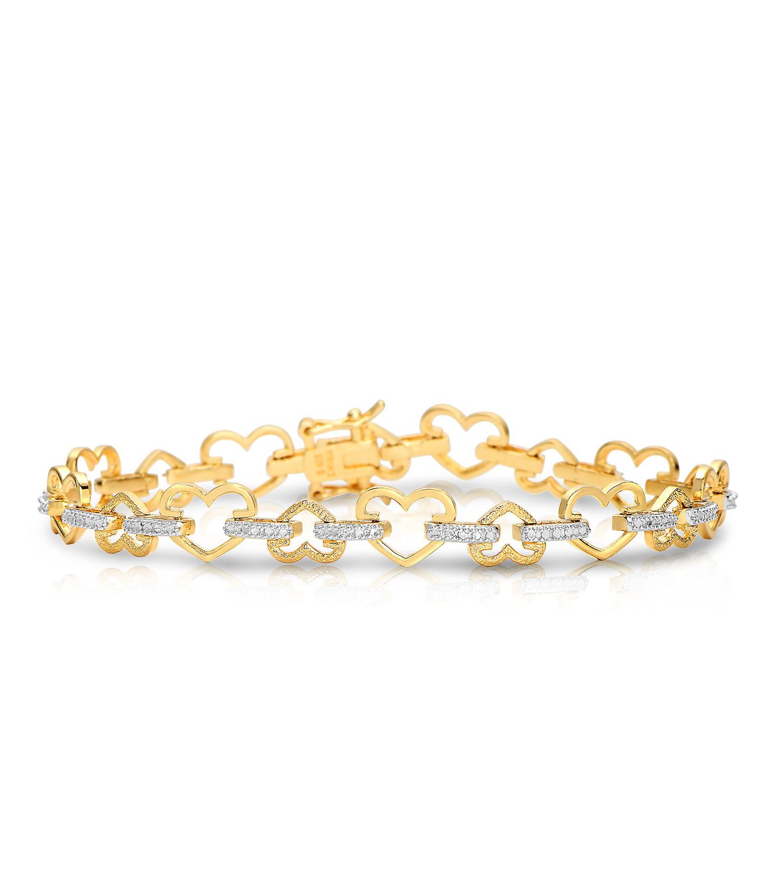 Женский браслет Genevive Two-Tone Sterling Silver Open Heart-Link Design
