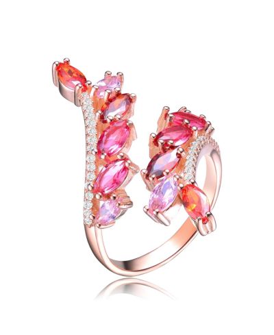 Genevive Chic 18K Rose Gold Plated Multi-Color CZ Swirl Statement Ring