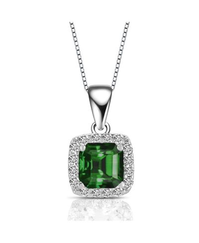 Genevive подвеска Asscher Cut Drop из стерлингового серебра с напылением White Gold Cubic Zirconia