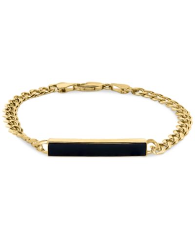 EFFY® Men's Onyx Plate Link Bracelet in 14k Gold-Plated Sterling Silver