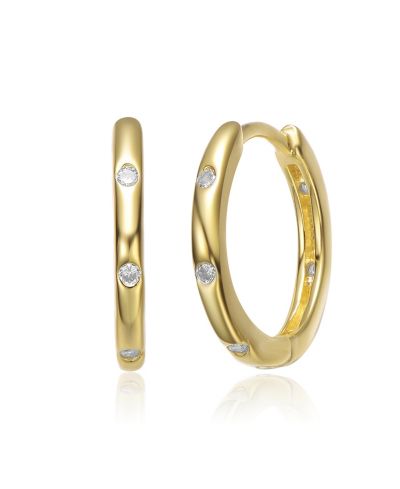GiGiGirl Elegant 14K Gold Plated Enamel Cubic Zirconia Hoop Earrings