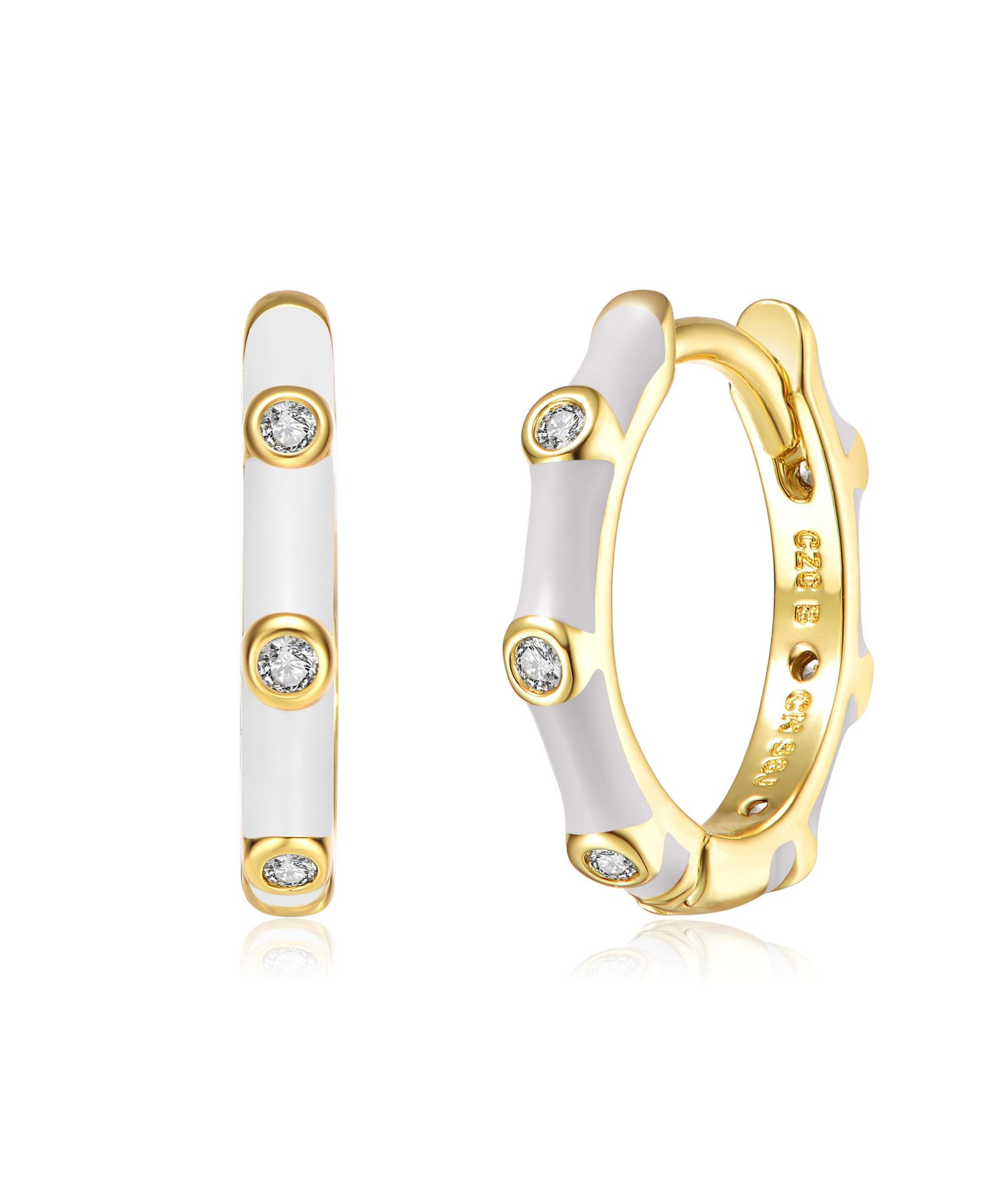 GiGiGirl Элегантные серьги-кольца GiGiGirl 14K Gold Plated Enamel Cubic Zirconia