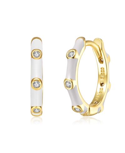 GiGiGirl Elegant 14K Gold Plated Enamel Cubic Zirconia Hoop Earrings