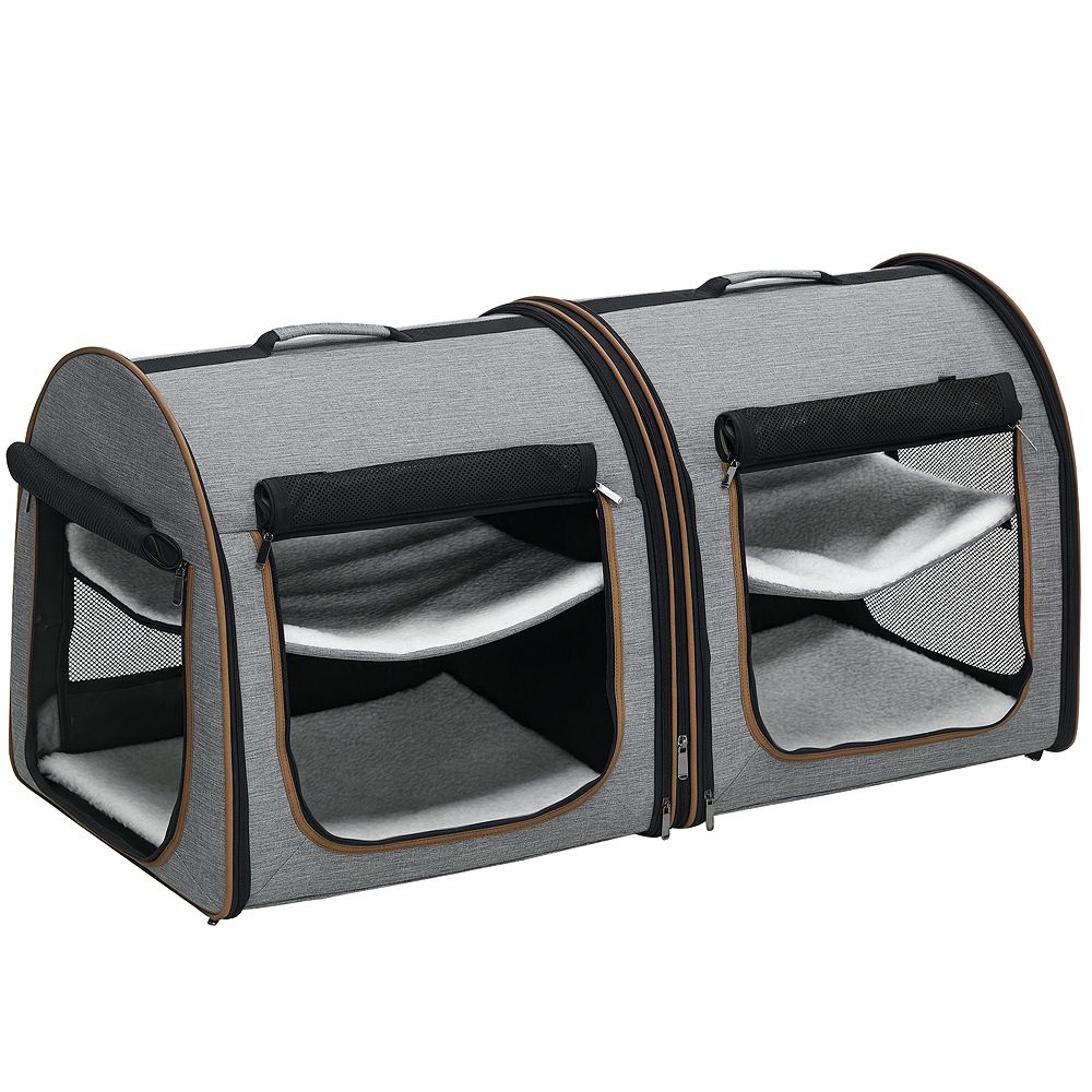 PawHut Large Portable Double Pet Carrier Kennel Bag Oxford Travel Car Seat