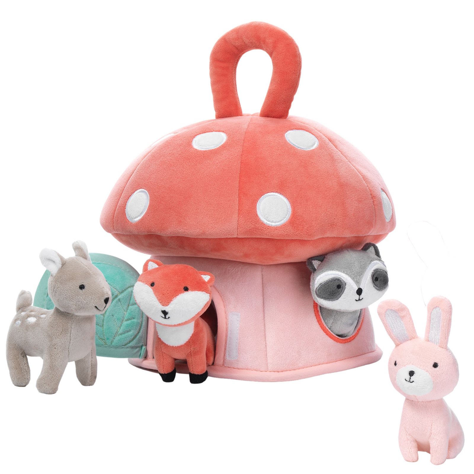 Lambs & Ivy Interactive Velour Peekaboo Mushroom House 9" Plush, 5-Piece