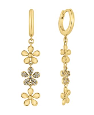 And Now This Cubic Zirconia 18K Gold-Plated Triple Flower Earring