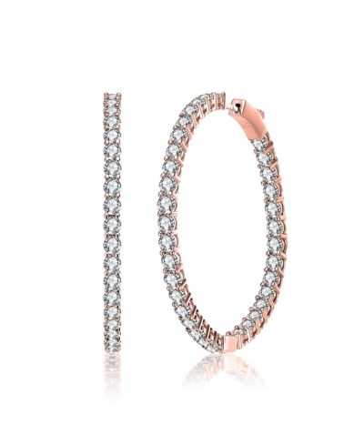 Rachel Glauber Sparkling Inside Out Cubic Zirconia Big Hoop Earrings