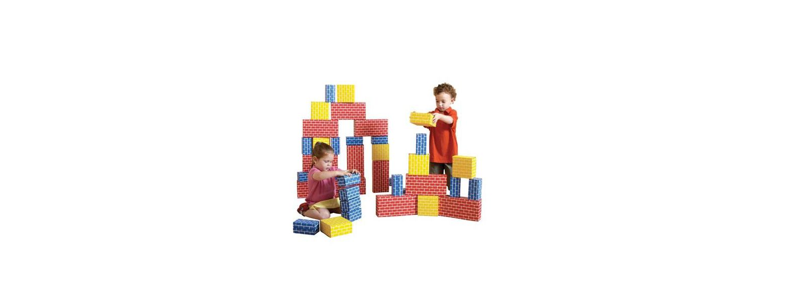 Kaplan Early Learning Cardboard Brick Block Jumbo Building Set, 44-Piece, Ages 2+
