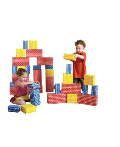 Kaplan Early Learning Cardboard Brick Block Jumbo Building Set, 44-Piece, Ages 2+