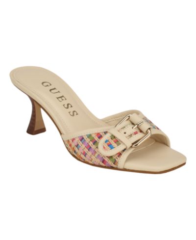 GUESS Women's Dista Buckle Kitten Heel Dress Sandals