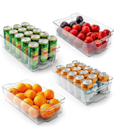 Zulay Kitchen 4 Pack Extra Large Clear Fridge Organizers and Storage