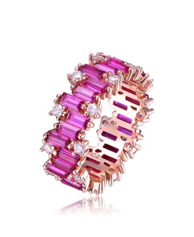 Sterling Silver 18KRose Plated Cubic Zirconia Ring